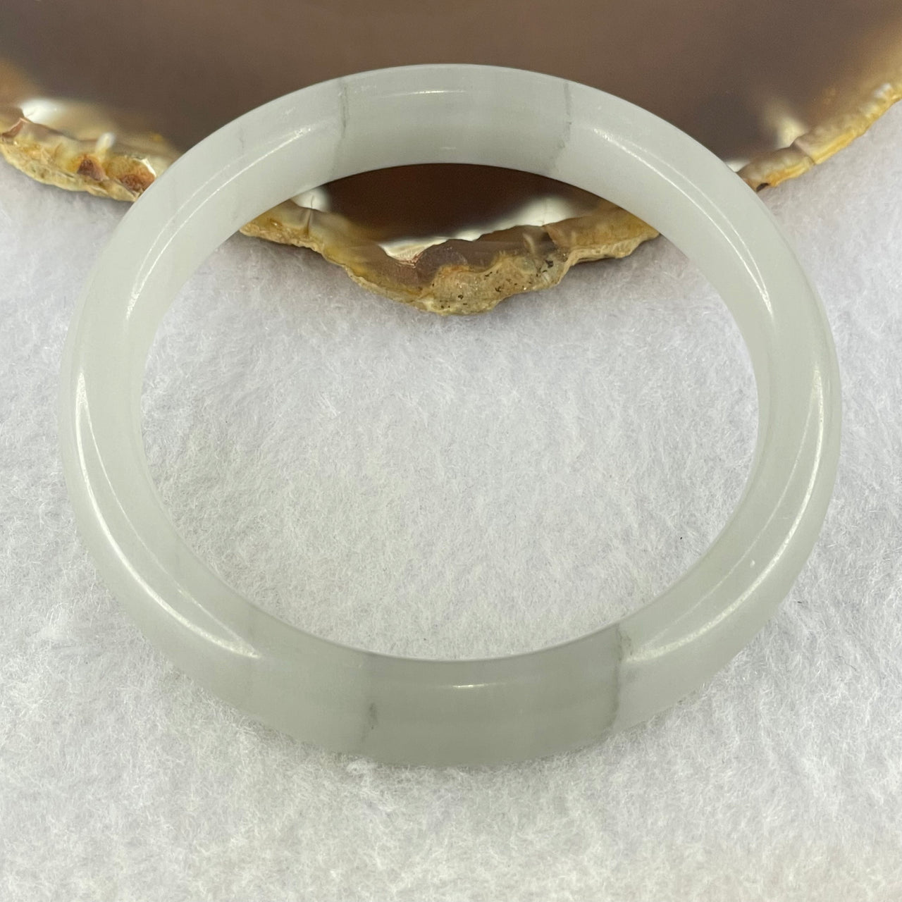 Grey Sodium Feldspar Jade Bangle Internal Diameter 61.8mm 58.62g 13.8 by 8.6mm (Close to Perfect) - Huangs Jadeite and Jewelry Pte Ltd