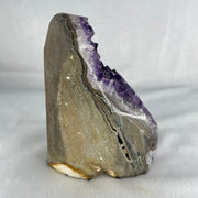 Natural Deep Intense Purple Amethyst Cave with Wooden Stand 2,097.3g 109.9 by 121.7 by 210.0mm - Huangs Jadeite and Jewelry Pte Ltd