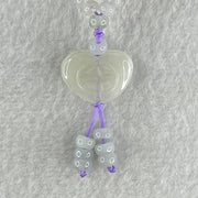 Natural Type A Semi Icy Sky Blue to White Jadeite Beads Necklace 36.93g 66cm 4.9mm 232 Beads Heart Pendant Charm 20.6 by 15.5 by 7.7mm - Huangs Jadeite and Jewelry Pte Ltd