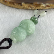 Natural Type A Light Green with Blueish Green Piao Hua Flora Jadeite Hulu Calabash Pendant 12.50g 27.0 by 16.2 by 13.2mm - Huangs Jadeite and Jewelry Pte Ltd