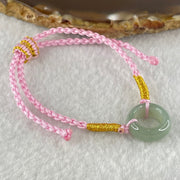 Type A Blueish Green Jadeite Ping An Kou Donut With String Bracelet 2.55g 15.1 by 6.2mm - Huangs Jadeite and Jewelry Pte Ltd