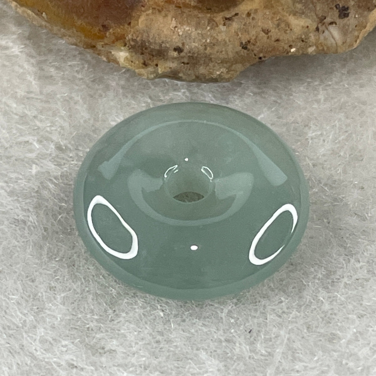 Natural Type A Semi-Icy Blueish-Green Jadeite Ping An Kou Pendant | 14mm Delicate Translucent Jade Peace Disc Talisman (1.67g | 14.0 x 4.4mm) - Huangs Jadeite and Jewelry Pte Ltd