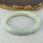 Type A Light Sky Blue with Yellow Patch Jadeite Flower Bangle 44.10g 11.7 by 9.0mm Inner Diameter 53.6mm - Huangs Jadeite and Jewelry Pte Ltd