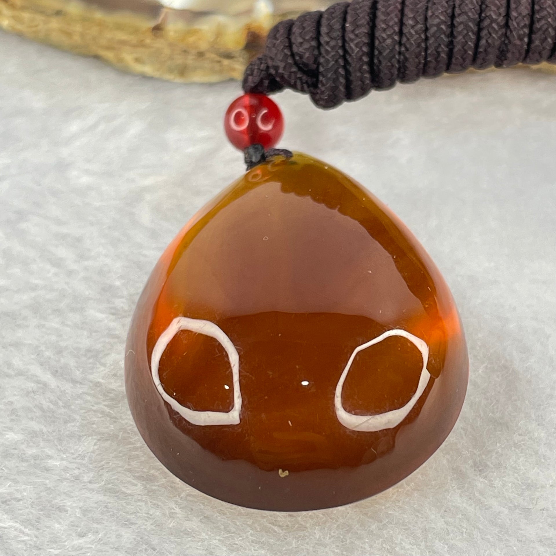 Natural Cognac Amber Teardrop Shaped Pendent 11.85g 42.1 by 29.5 by 16.5mm - Huangs Jadeite and Jewelry Pte Ltd