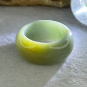 Type A Light Blueish Green and Yellow Patch Jadeite Ring 9.67g 11.4 by 4.7mm US10 HK22.25 - Huangs Jadeite and Jewelry Pte Ltd