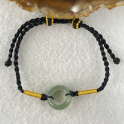 Type A Blueish Green Jadeite Ping An Kou Donut With String Bracelet 2.63g 14.9 by 6.6mm - Huangs Jadeite and Jewelry Pte Ltd