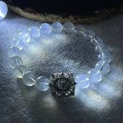 Good Grade Natural White Phantom Quartz Beads Bracelet with Charm 26.36g 16.5cm 9.7mm 19 Beads - 9.1 by 8.1 by 2.0mm Charm - Huangs Jadeite and Jewelry Pte Ltd