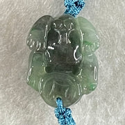 Type A Blueish Green with Wuji Black Grey Piao Hua Jadeite Male Pixiu String Bracelet 3.82g 15cm 17.7 by 13.2 by 9.6mm - Huangs Jadeite and Jewelry Pte Ltd