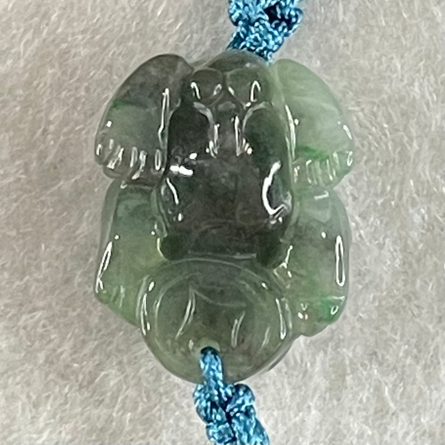 Type A Blueish Green with Wuji Black Grey Piao Hua Jadeite Male Pixiu String Bracelet 3.82g 15cm 17.7 by 13.2 by 9.6mm - Huangs Jadeite and Jewelry Pte Ltd