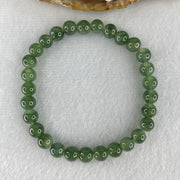High Grade Natural Type A Blueish Green Jadeite Beads Bracelet 13.88g 15.5cm 6.6mm 29 Beads - Huangs Jadeite and Jewelry Pte Ltd