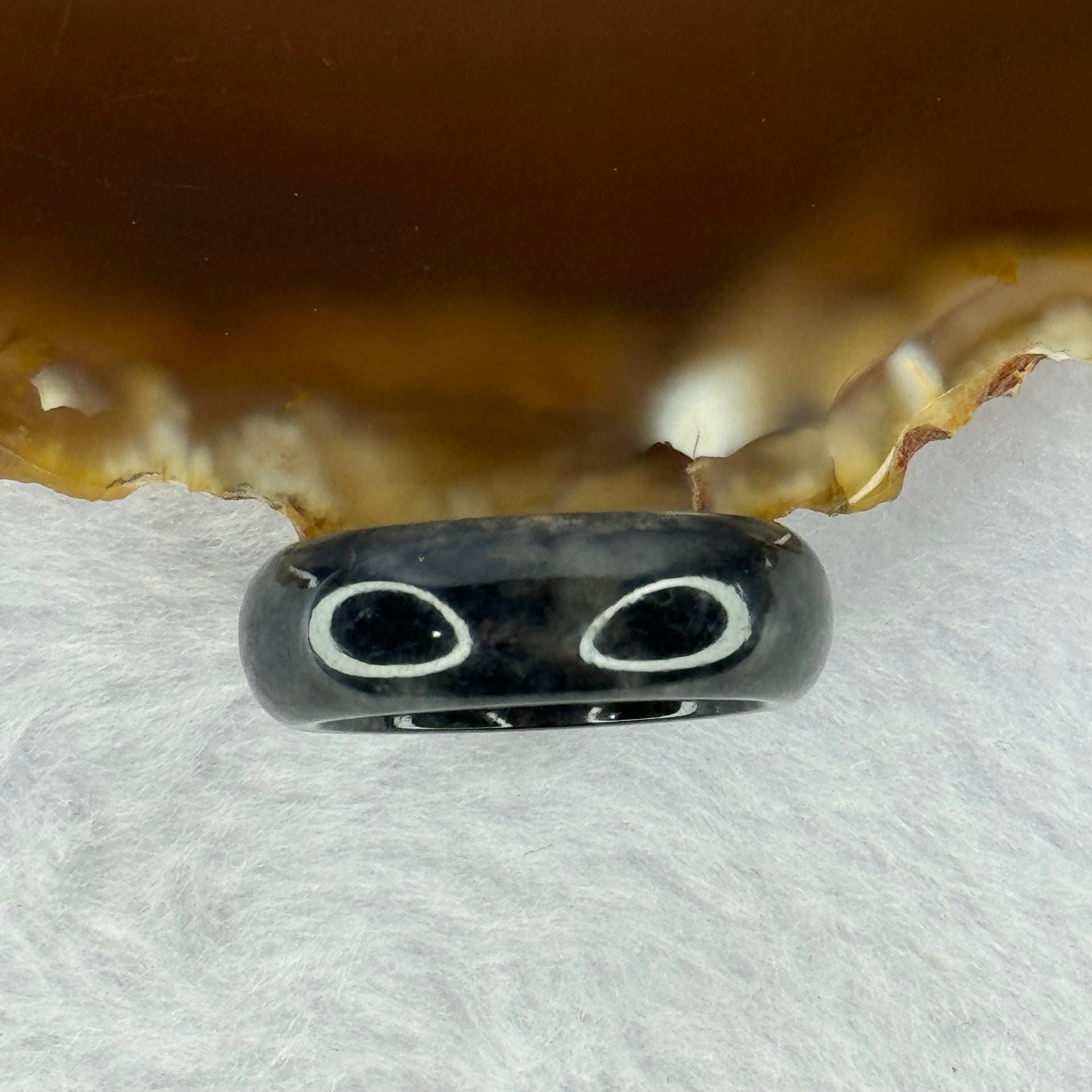 Type A Black Wuji Jadeite Ring 4.21g 7.4 by 3.6mm US8 HK17.75 - Huangs Jadeite and Jewelry Pte Ltd