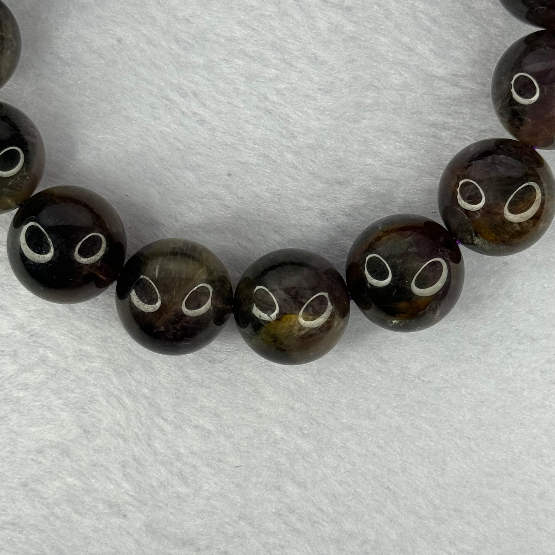 Natural Black Auralite 23 Bracelet 天然黑激光23手链 62.75g 19cm 14.8mm 15 Beads - Huangs Jadeite and Jewelry Pte Ltd