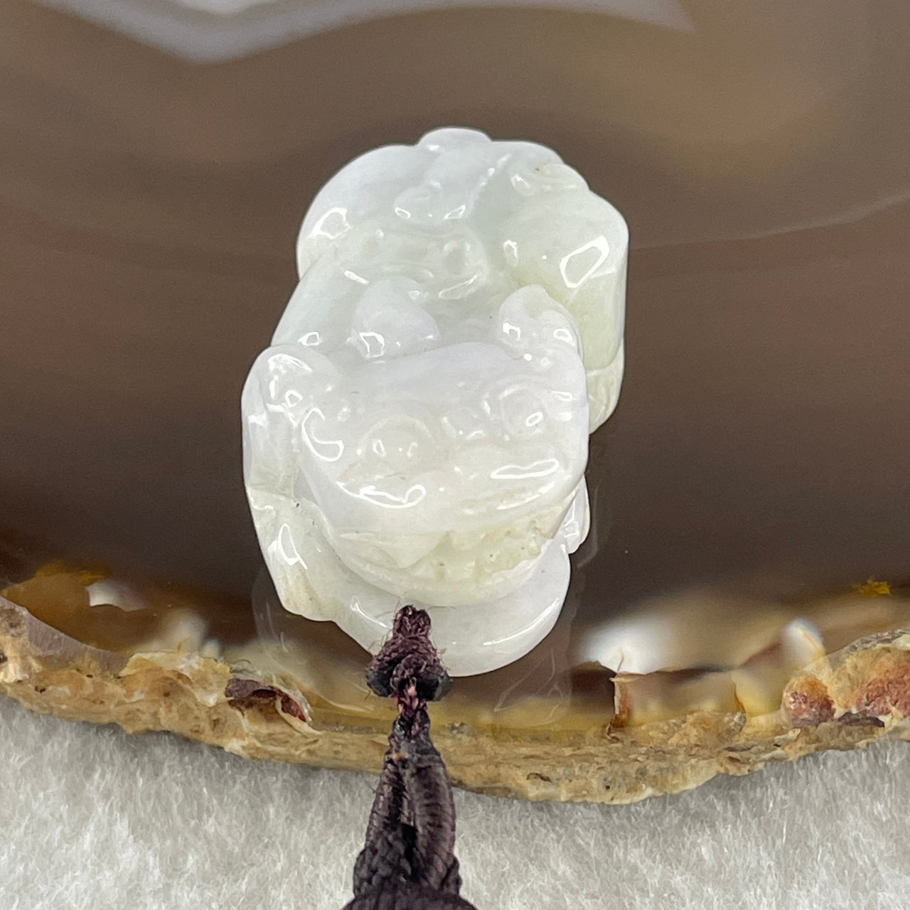 Type A Natural Light Lavender with Green Jadeite Pixiu Pendant 19.25g 32.5 by 17.5 by 13.2mm - Huangs Jadeite and Jewelry Pte Ltd