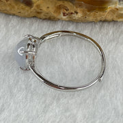 Natural Type A Semi Icy Faint Lavender Jadeite Round Shape Cabouchon in S925 Silver Ring (Adjustable Size) 1.33g 7.7 by 4.5mm - Huangs Jadeite and Jewelry Pte Ltd