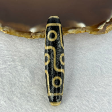 Natural Powerful Tibetan Old Oily Agate 9 Eyes Dzi Bead Heavenly Master (Tian Zhu) 九眼天诛 13.68g 57.4 by 12.8mm - Huangs Jadeite and Jewelry Pte Ltd