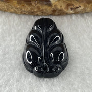 Type A Opaque Black Omphacite Leaf Pendant Charm 5.60g 31.5 by 18.0 by 5.7mm - Huangs Jadeite and Jewelry Pte Ltd