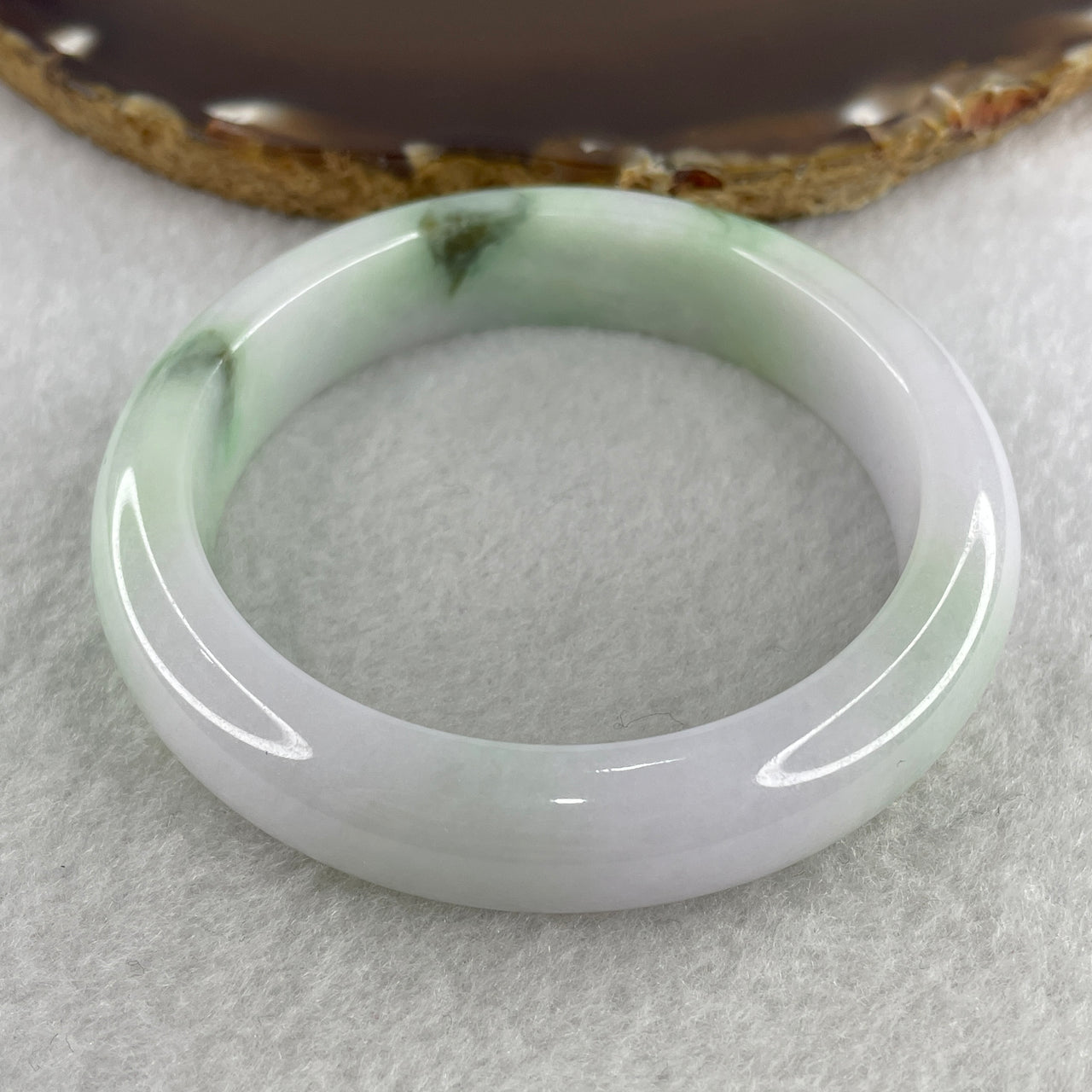 Natural Type A Light Lavender with Apple Green Piao Hua Jadeite Bangle 59.53g Inner Diameter 55.1mm 12.8 by 8.5mm (Close to Perfect) - Huangs Jadeite and Jewelry Pte Ltd