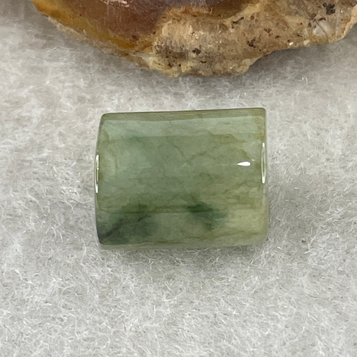 Natural Type A Brownish Green & Green Jadeite Lu Lu Tong Charm Pendant | Cylinder Smooth Fortune & Career (2.57g | 11.7 x 9.6mm | External Rough) - Huangs Jadeite and Jewelry Pte Ltd