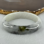 Type A Faint Green and Wuji Grey with Yellowish Green Patch Jadeite Bangle Internal Diameter 56.5mm 61.24g 14.3 by 8.0mm (Very Slight Internal Lines) - Huangs Jadeite and Jewelry Pte Ltd