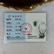 Type A Icy Green Omphasite Jadeite Gold Fish with Crystals in S925 Sliver Ring (Adjustable Size) 2.55g 10.7 by 7.1 by 3.0mm - Huangs Jadeite and Jewelry Pte Ltd
