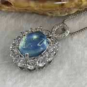 Natural Blue Aquamarine Cabochon Pendant on S925 Sliver 5.11g 9.8 by 6.7 by 3.8mm - Huangs Jadeite and Jewelry Pte Ltd