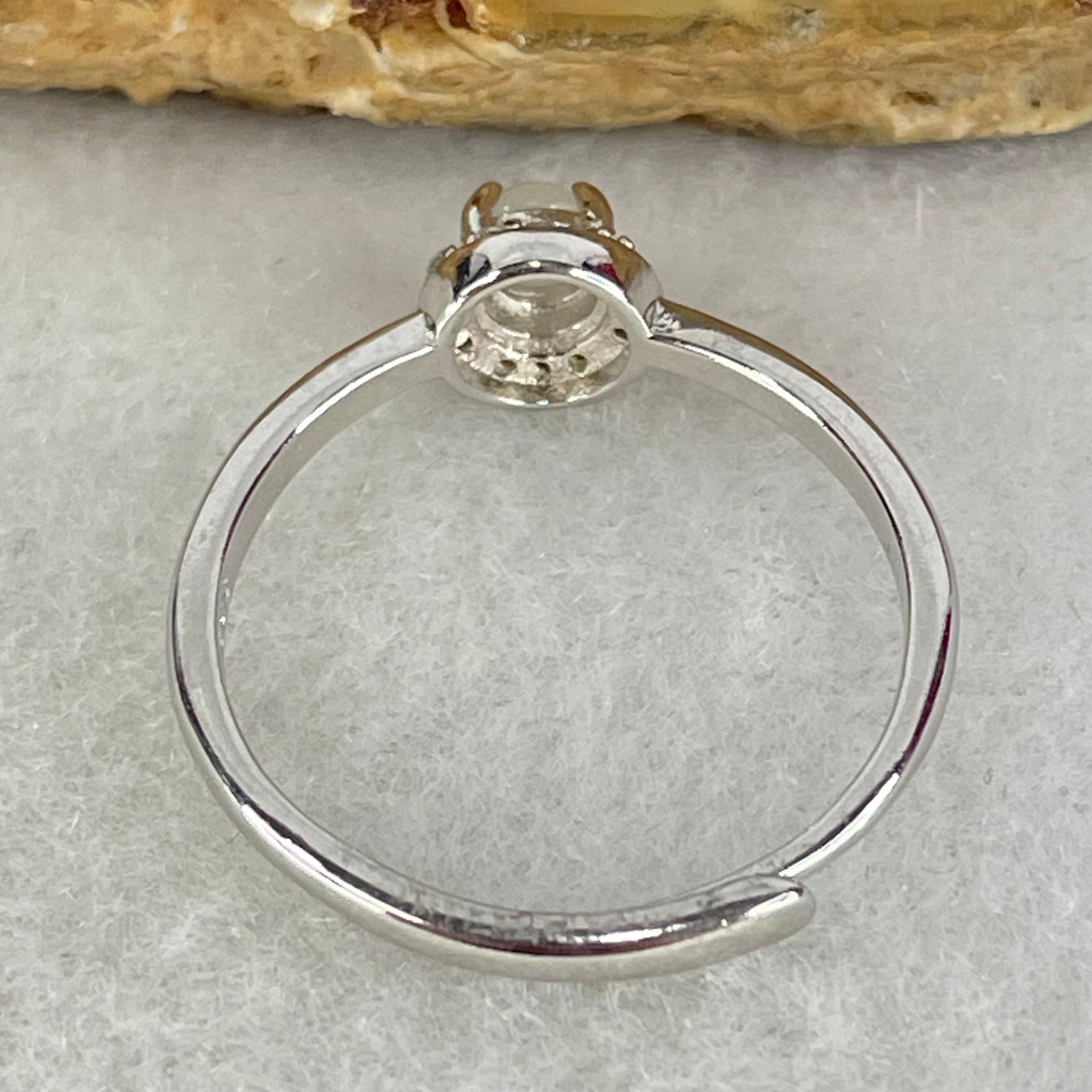 Type A Semi Icy Lavender Cabochon Jadeite in S925 Sliver Ring (Adjustable Size) 1.26g 3.5 by 3.0mm - Huangs Jadeite and Jewelry Pte Ltd