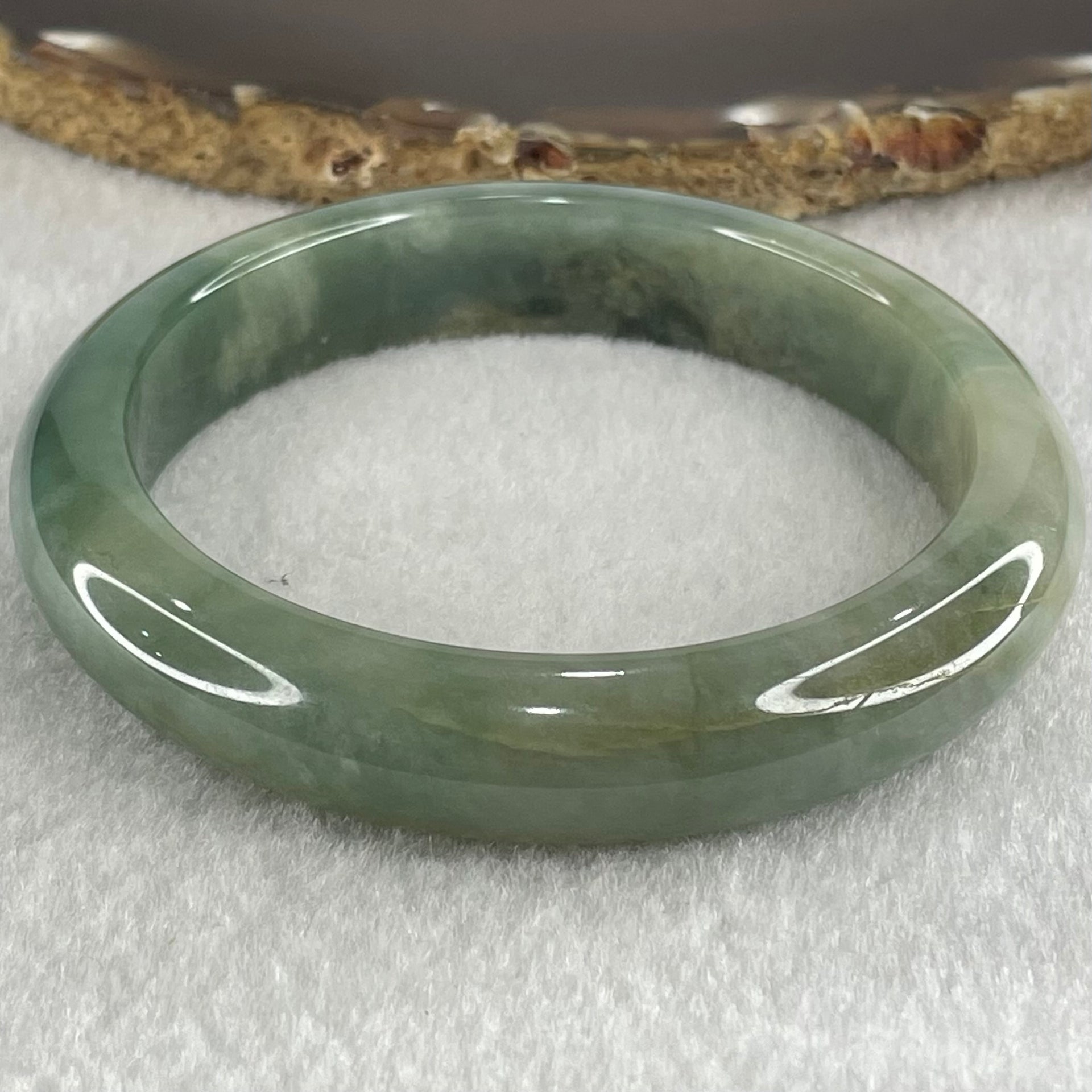 Type A Blueish Green Jadeite Bangle 62.80g Internal Diameter 59.4mm 12.7 by 8.6mm (External and Internal Lines) - Huangs Jadeite and Jewelry Pte Ltd