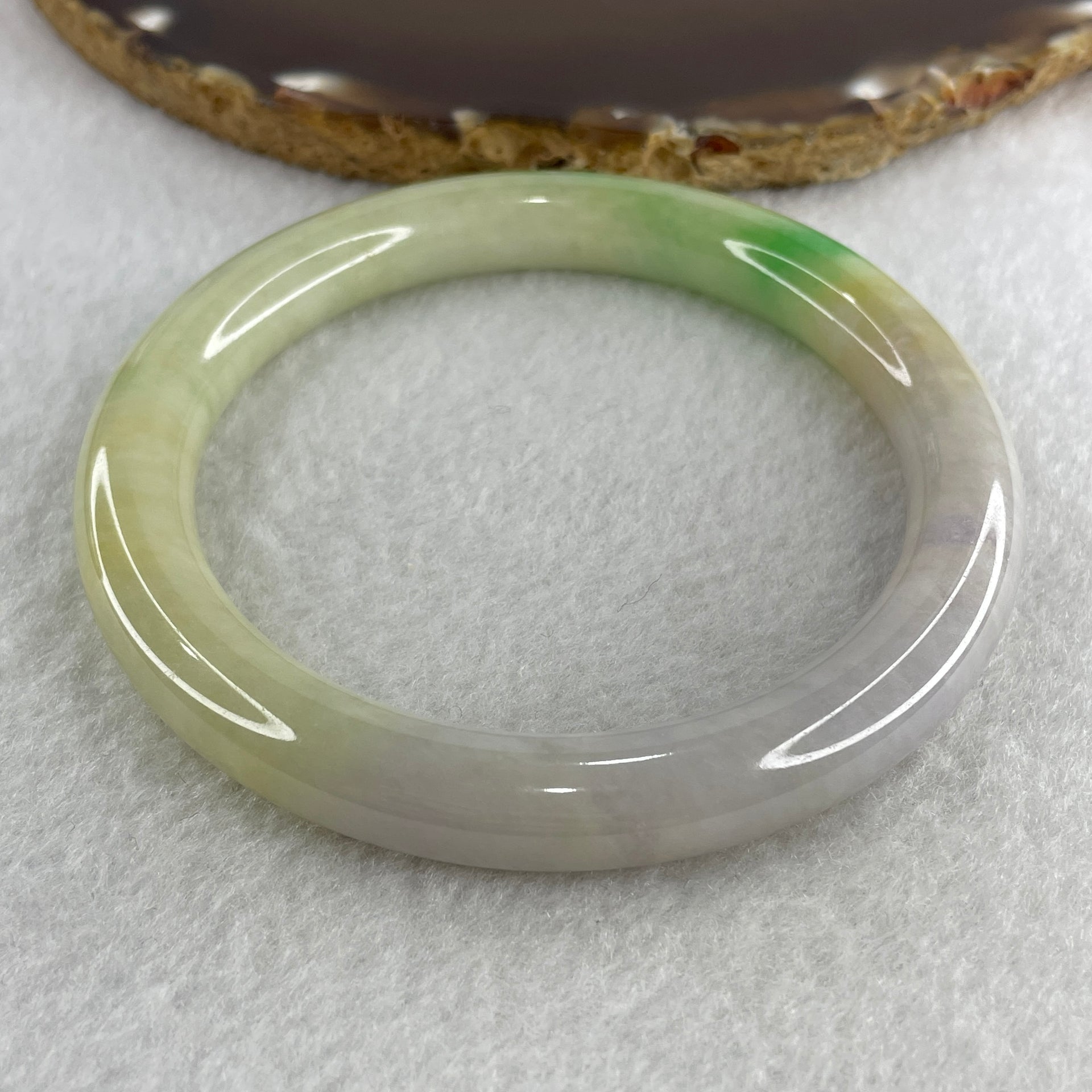 Natural Type A Light Green with Apple Green and Lavender Piao Hua Jadeite Bangle 57.80g Inner Diameter 62.0mm 9.9 by 11.1mm (Close to Perfect) - Huangs Jadeite and Jewelry Pte Ltd