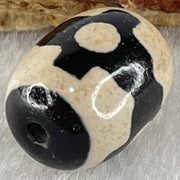 Natural Powerful Tibetan Old Oily Dark Brown With White Agate 3 Eyes Dzi Bead Heavenly Master (Tian Zhu) 三眼天诛 5.07g 17.9 by 13.5mm - Huangs Jadeite and Jewelry Pte Ltd