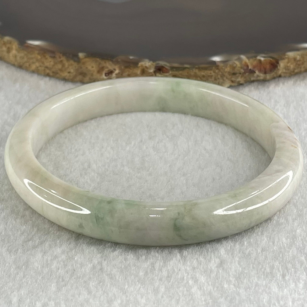 Type A Light Blueish Green Jadeite Bangle 49.99g Internal Diameter 64.3mm 10.2 by 8.2mm (Internal Lines) - Huangs Jadeite and Jewelry Pte Ltd