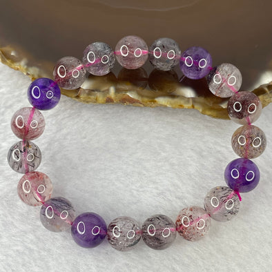 Above Average Grade Natural Super 7 Crystal Beads Bracelet 天然超级七水晶珠手链 28.29g 16.5cm 10.4mm 19 Beads - Huangs Jadeite and Jewelry Pte Ltd