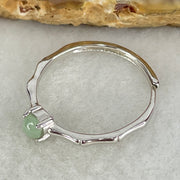 Type A Apple Green Cabochon Jadeite in S925 Sliver Bamboo Ring (Adjustable Size) 1.07g 3.8 by 2.5mm - Huangs Jadeite and Jewelry Pte Ltd