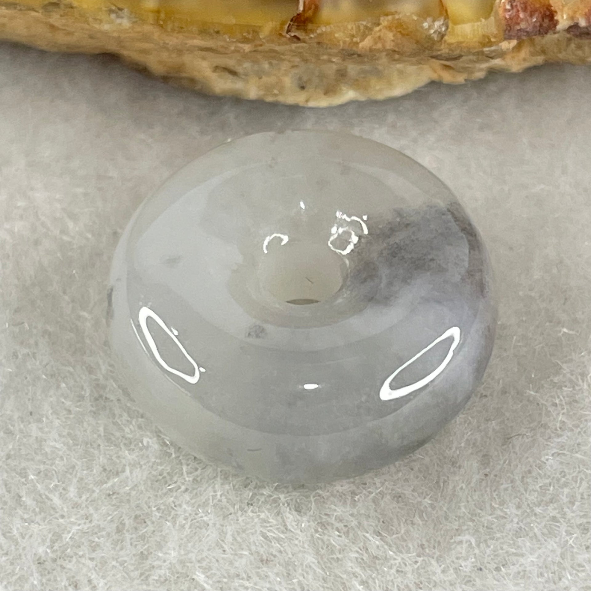 Type A Semi Icy Wuji Grey Jadeite Ping An Kou Donut Charm/Pendant 3.95g 16.7 by 6.8mm - Huangs Jadeite and Jewelry Pte Ltd