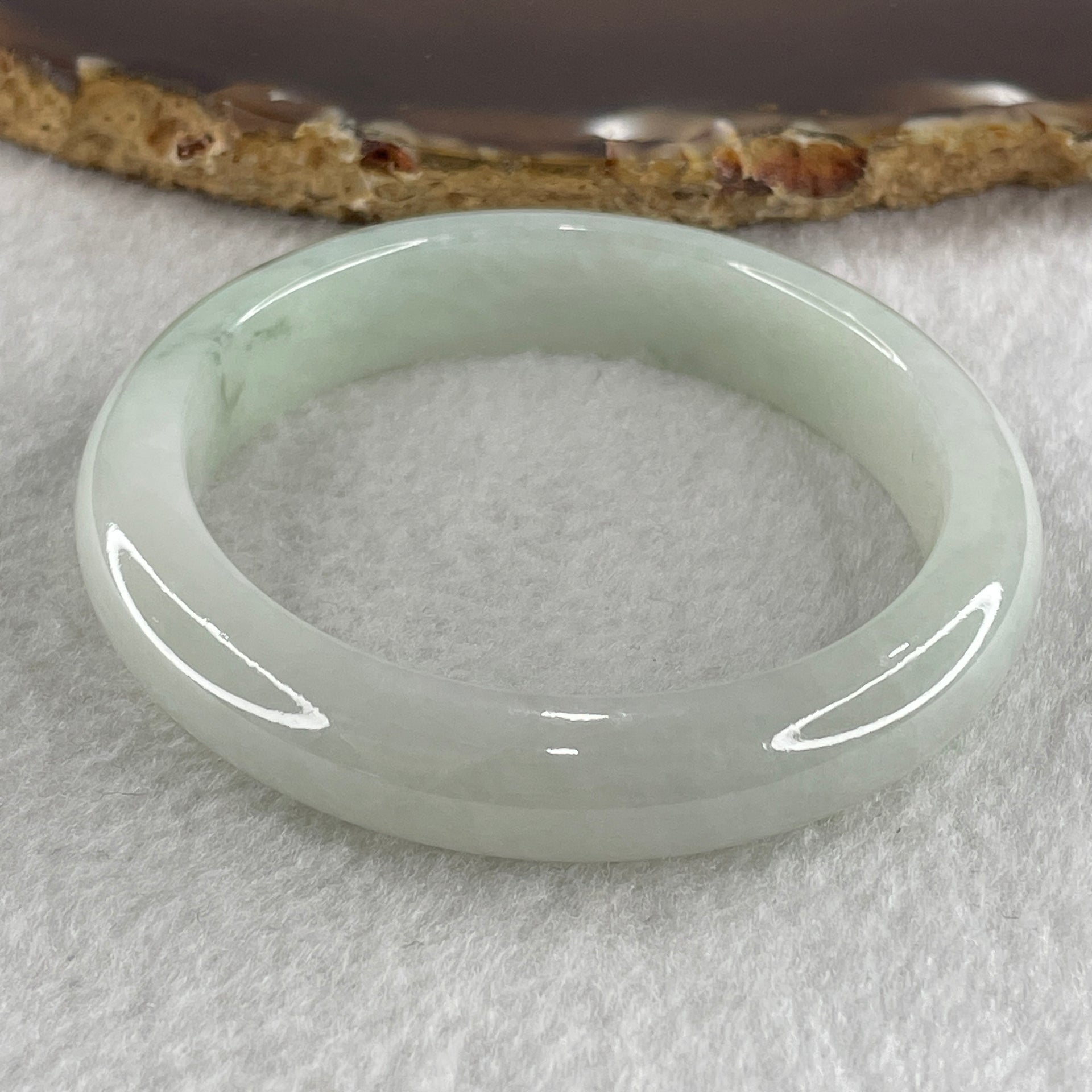 Certified Type A Light Green with Green Piao Hua Jadeite Bangle Internal Diameter 50.6mm 40.98g 11.2 by 7.6mm (Close to Perfect ) - Huangs Jadeite and Jewelry Pte Ltd