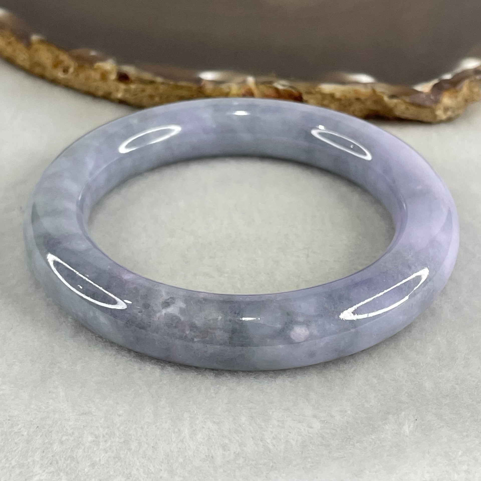 Type A Deep Lavender Jadeite Bangle 73.89g Internal Diameter 55.2mm by 11.9 by 11.4mm (Slight Internal Lines, Burnt) - Huangs Jadeite and Jewelry Pte Ltd