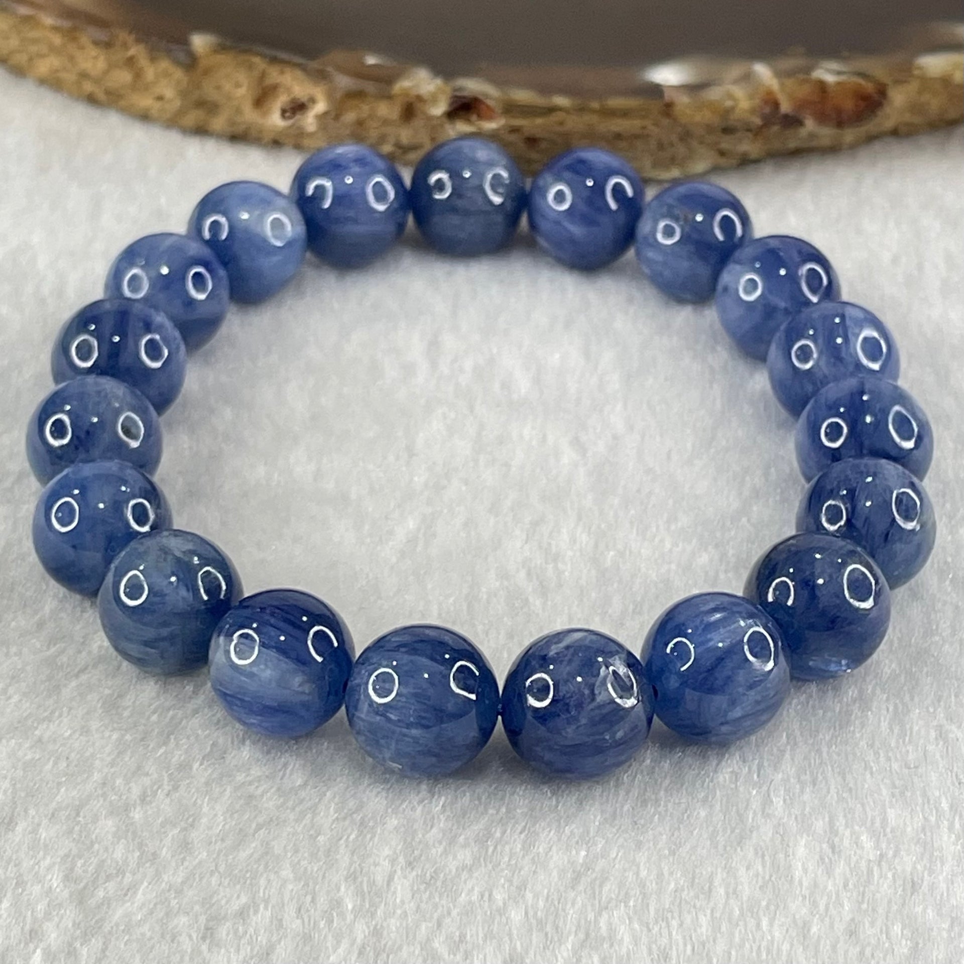 Natural Blue Kyanite Beads Bracelet 39.93g 16.5cm 10.8mm 19 Beads - Huangs Jadeite and Jewelry Pte Ltd