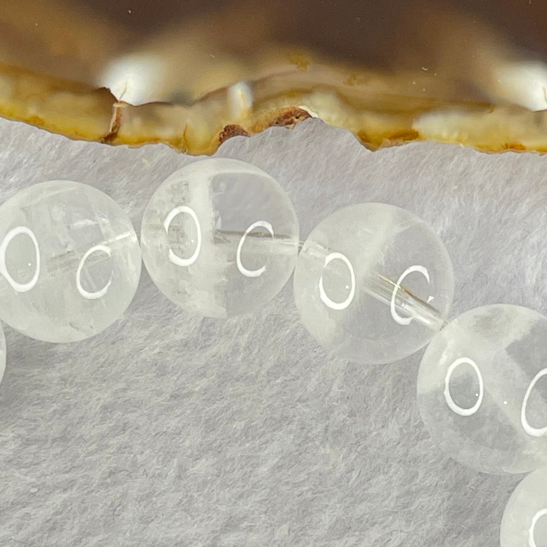 Natural White Phantom Quartz Beads Bracelet 53.03g 18.5cm 13.9mm 16 Beads - Huangs Jadeite and Jewelry Pte Ltd