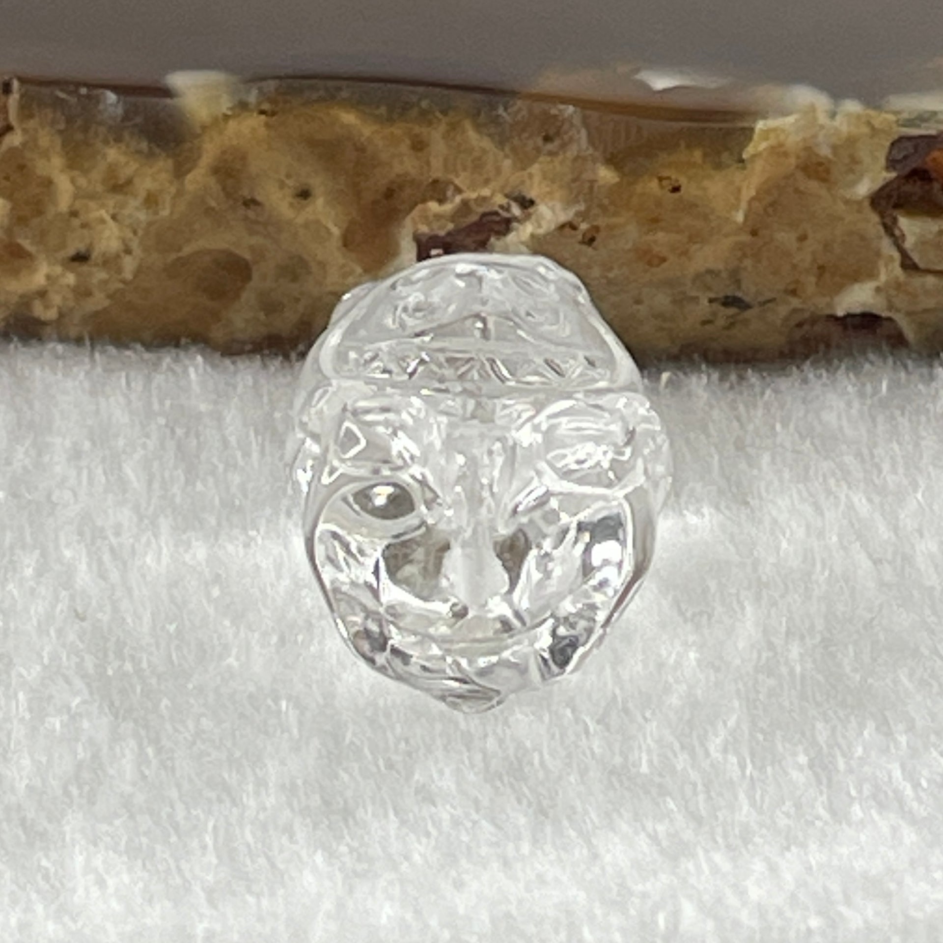 Natural Clear Quartz Labubu Charm Display 3.49g 19.2 by 12.4 by 11.1mm - Huangs Jadeite and Jewelry Pte Ltd