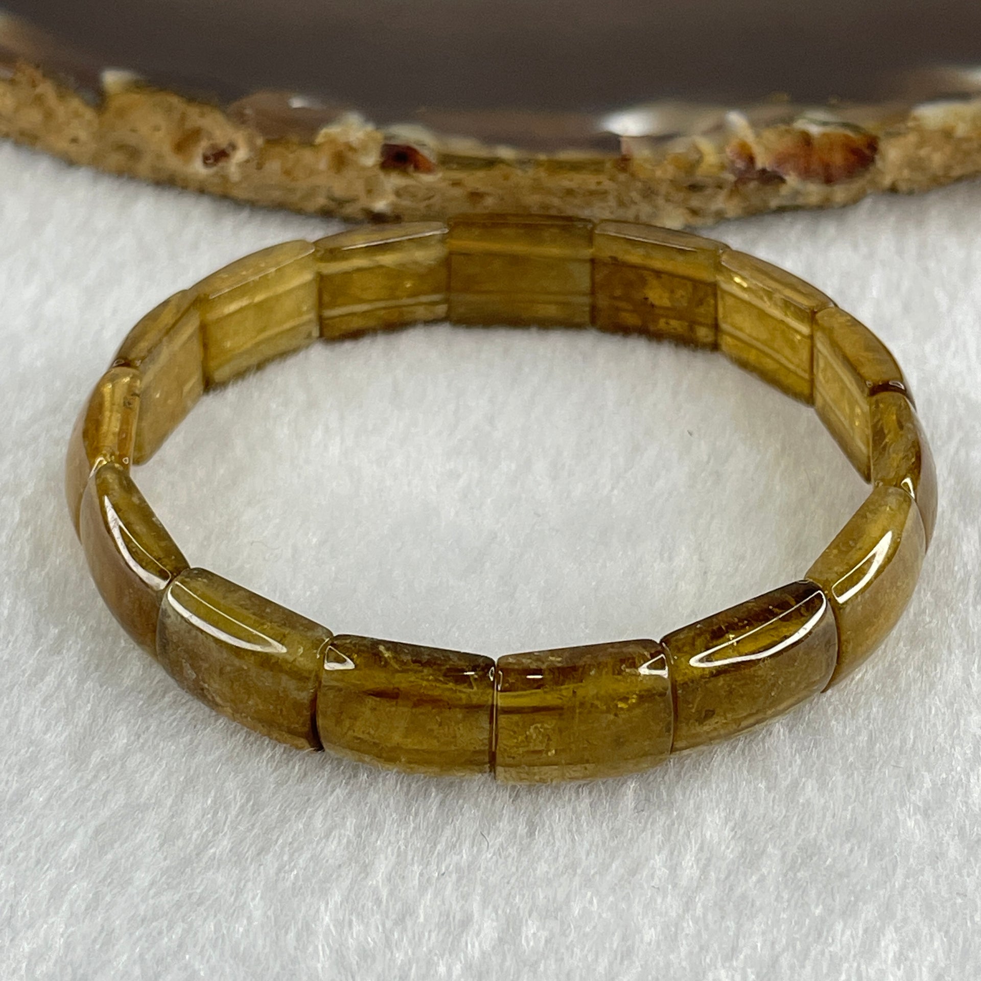 Natural Yellow Tourmaline Crystal Barrel Bracelet 15.90g 15cm 9.2 by 12.4 by 4.8mm 15Beads - Huangs Jadeite and Jewelry Pte Ltd