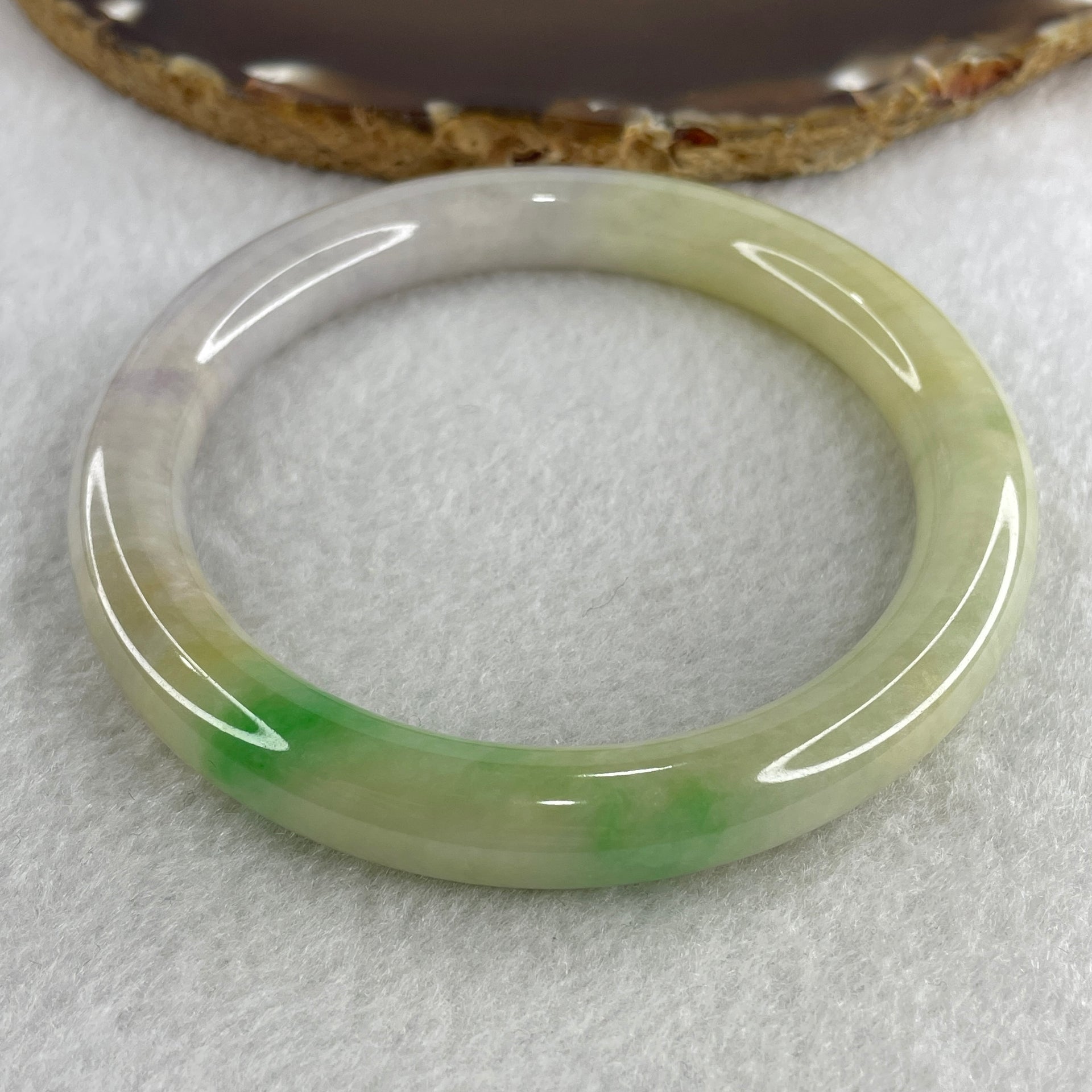 Natural Type A Light Green with Apple Green and Lavender Piao Hua Jadeite Bangle 57.80g Inner Diameter 62.0mm 9.9 by 11.1mm (Close to Perfect) - Huangs Jadeite and Jewelry Pte Ltd