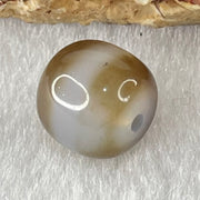 Natural Powerful Tibetan Old Oily Agate 1 Line Dzi Bead Heavenly Master (Tian Zhu) 1.87g 9.8 by 10.9mm - Huangs Jadeite and Jewelry Pte Ltd