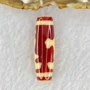 Natural Powerful Tibetan Old Oily Red and Yellowish White Agate Guan Yin Dzi Bead Heavenly Master (Tian Zhu) 观音天诛 8.34g 37.9 by 11.9mm - Huangs Jadeite and Jewelry Pte Ltd