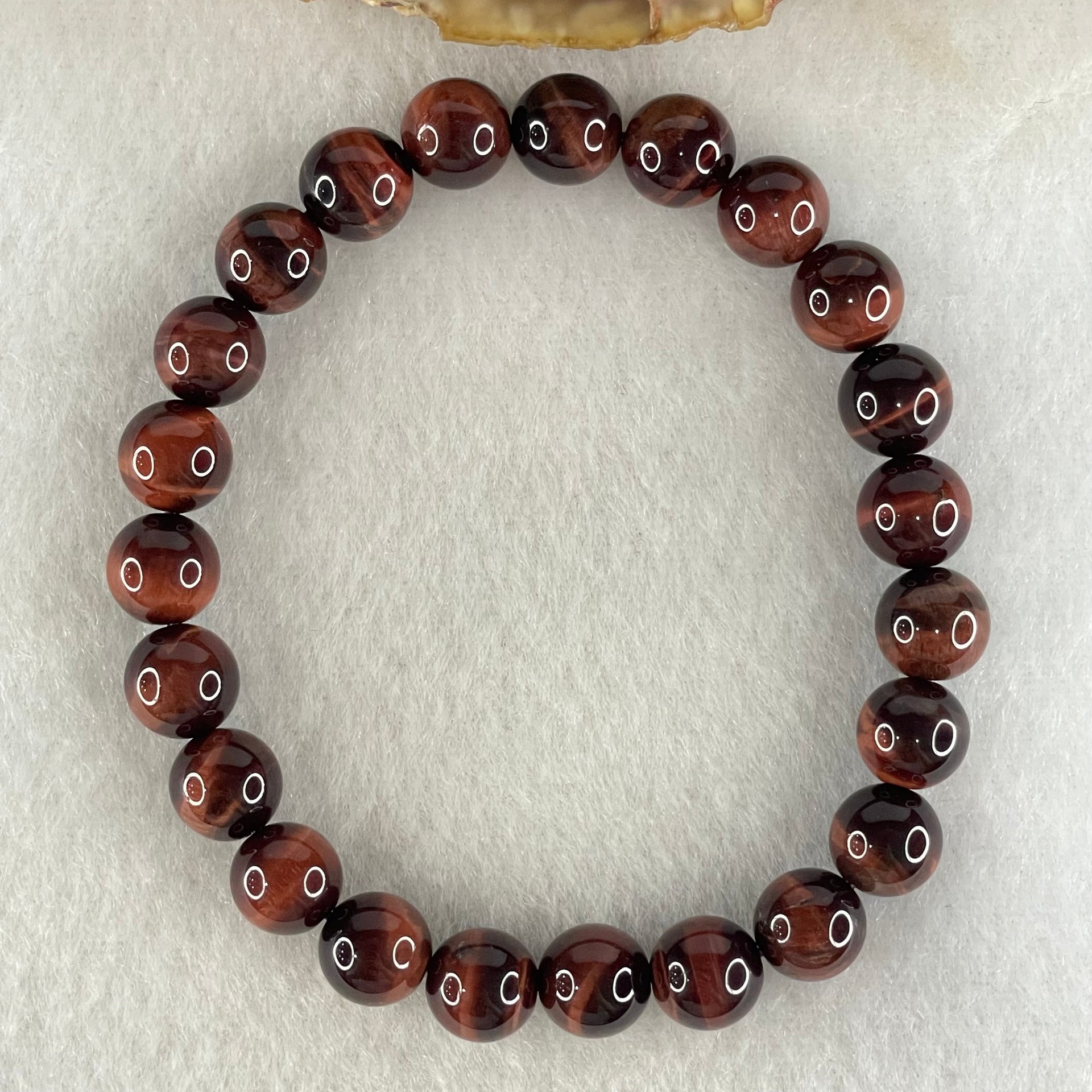 Natural Red Tiger's Eye Quartz Beads Bracelet 17.97g 15.5cm 8.2mm 23 Beads - Huangs Jadeite and Jewelry Pte Ltd
