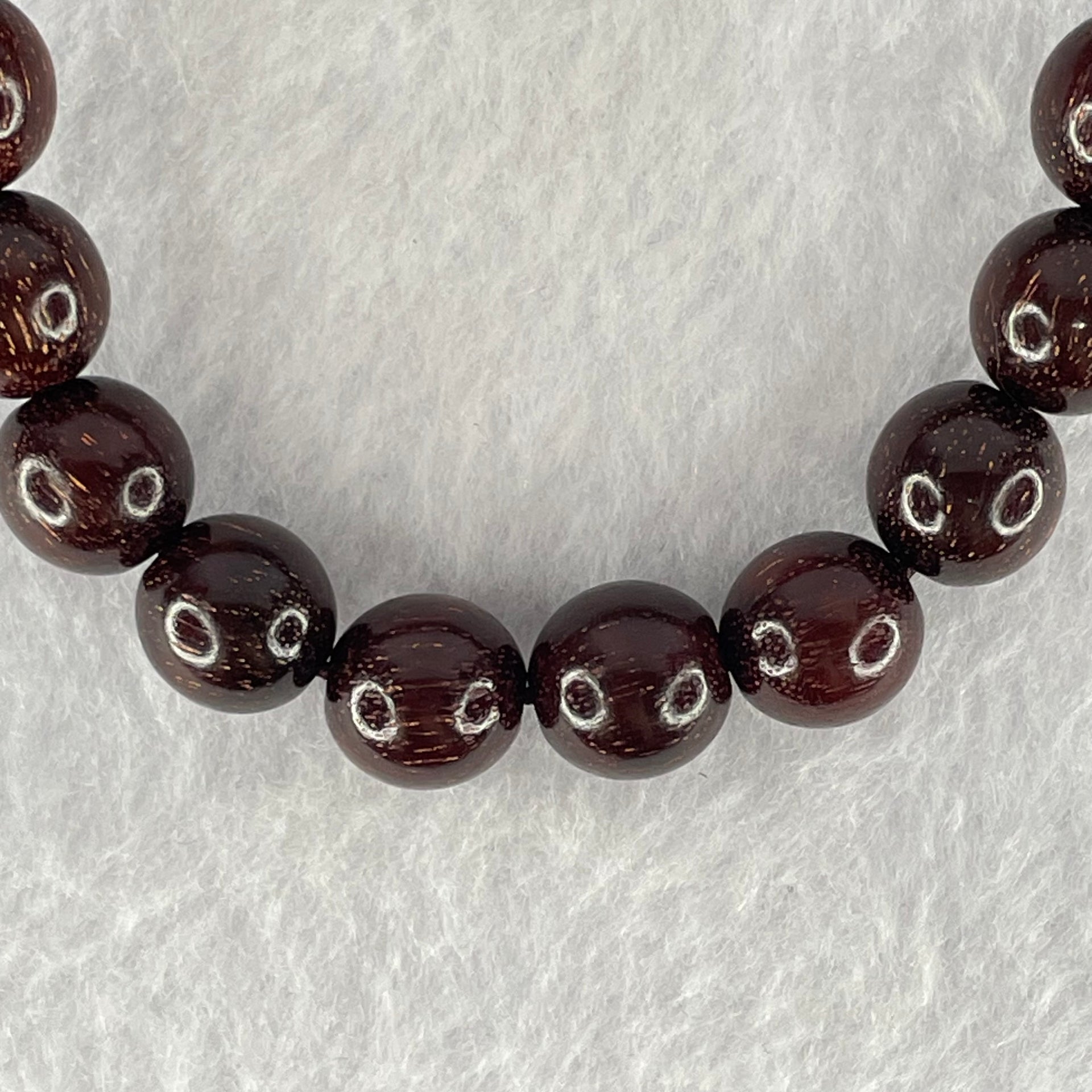 Natural Blood Rosewood Beads Bracelet 天然血檀手链 9.97g 17cm 10.4mm 19 Beads - Huangs Jadeite and Jewelry Pte Ltd