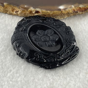 Type A Opaque Black Omphacite Jadeite Good Vs Evil Om Mani Padme Hum Pendant 33.00g 50.8 by 43.2 by 8.0mm - Huangs Jadeite and Jewelry Pte Ltd