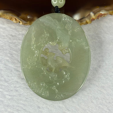 Type A Green Jadeite Dual Bird Pendent 花开富贵双双对对双鸟牌 26.44g 46.9 by 38.1 by 7.6mm - Huangs Jadeite and Jewelry Pte Ltd