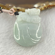 Type A Faint Lavender Green Jadeite Pixiu on Money Bag and Coins Pendent 22.16g 38.1 by 27.4 by 10.3mm - Huangs Jadeite and Jewelry Pte Ltd