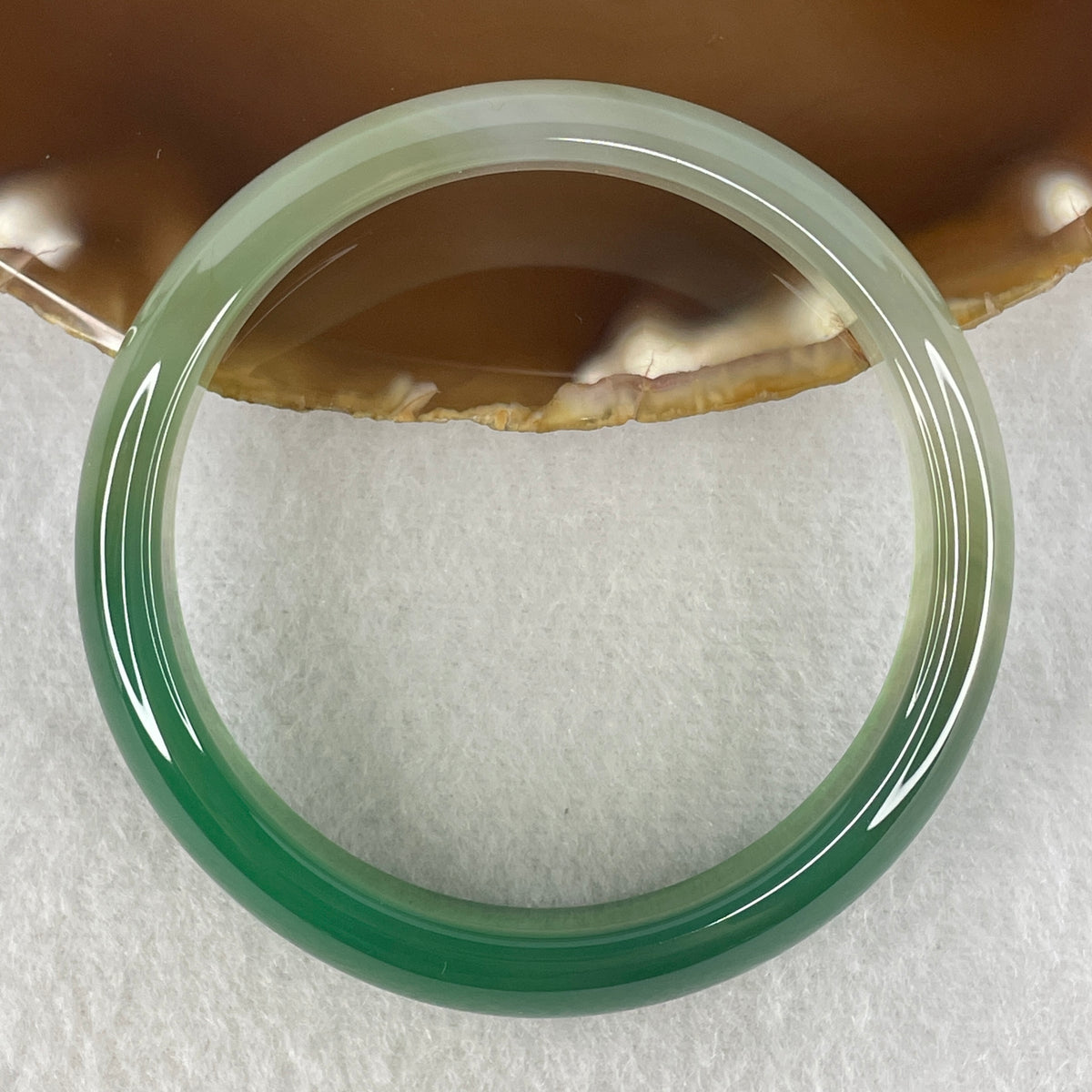 Natural Green Agate Chalcedony Bangle | (33.48g | 54.2mm Inner Diameter | 13.0x6.8mm | Heart & Solar Plexus Chakra Harmony, Abundance, Vitality & Peaceful Balance)