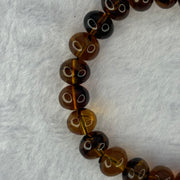Natural Dark Brownish Yellow Flower Amber Beads Bracelet 天然顺琥珀手链 12.50g 17cm 10.7mm 23 Beads - Huangs Jadeite and Jewelry Pte Ltd