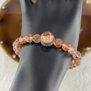 Natural Reddish Copper Rutilated Quartz Beads with Charm Bracelet 17.74g 7.8mm 24 Beads - 10.8 by 6.5mm 1 Charm - Huangs Jadeite and Jewelry Pte Ltd